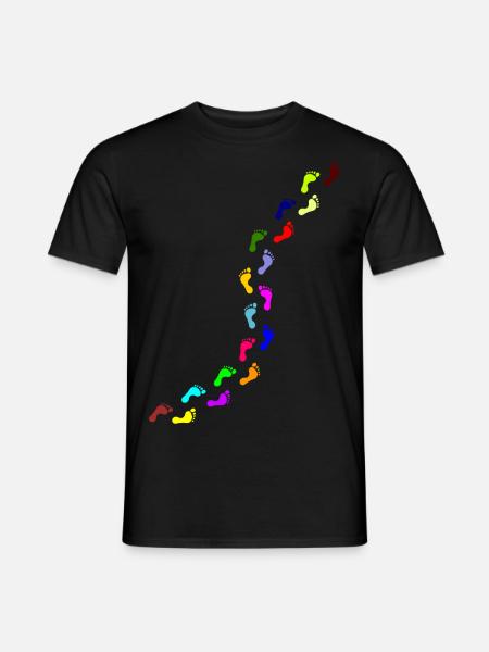 kunterbunte Fußabdrücke - Männer T-Shirt - Schwarz