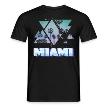 Miami Florida Summer Sun Palms USA America - Men's T-Shirt - black - Front - AI Model Male 178 light (178cm)