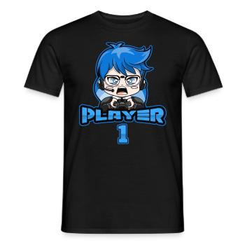 Matching Gamer Couple Player 1 Player 2 - Men's T-Shirt - black - Front - AI Model Male 178 light (178cm)