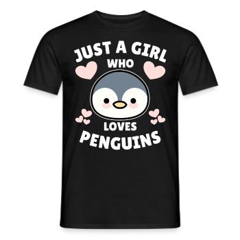 Just a Girl who loves Penguins Penguin Gift - Men's T-Shirt - black - Front - AI Model Male 178 light (178cm)