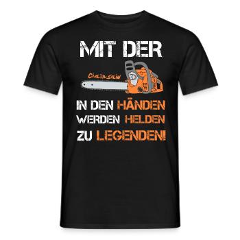 Motorsägen Legende Spruch Sägen Wald Holz Forst - Männer T-Shirt - Schwarz - Vorne - AI Model Male 178 light (178cm)