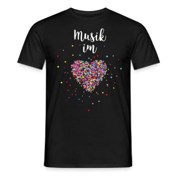 Ich liebe Musik Buntes Herz - Männer T-Shirt - Schwarz - Vorne - AI Model Male 178 light (178cm)