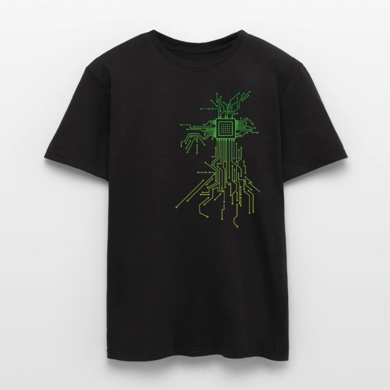 PCB circuit boards layout CPU heart computer admin nerd Men’s T-shirt