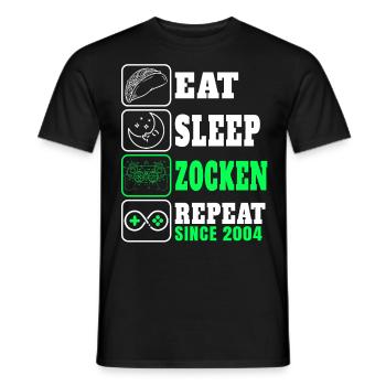 Gamer Gift Eat Sleep Zocken Since 2004 to gamble - Men's T-Shirt - black - Front - AI Model Male 178 light (178cm)