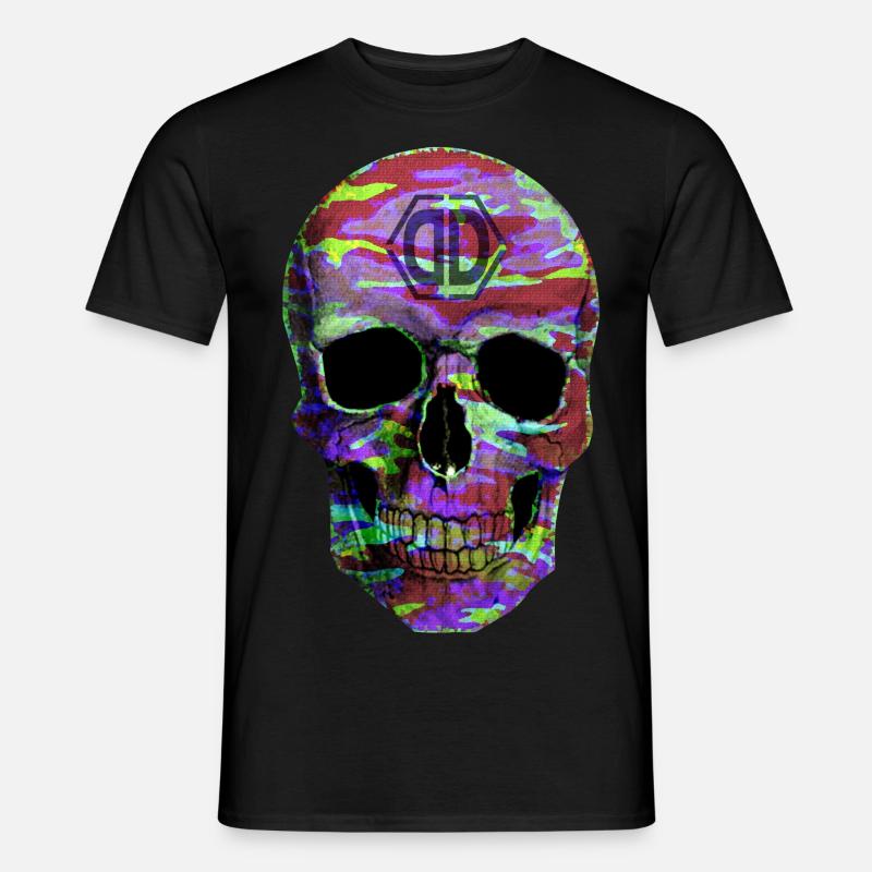 Dave Diamant Party Camouflage Skull - Männer T-Shirt - Schwarz