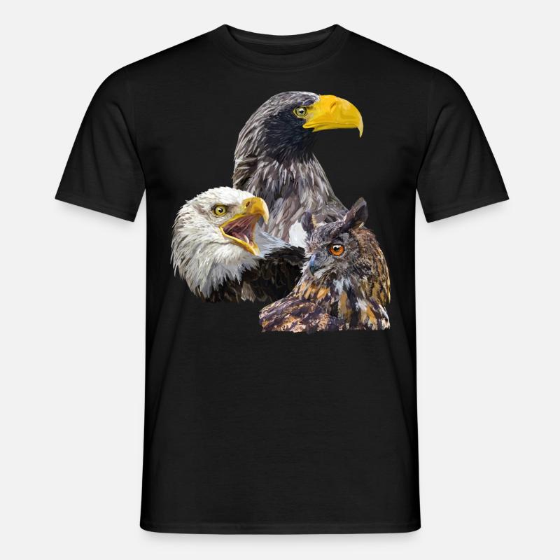 Pigargos und Eule - Männer T-Shirt - Schwarz