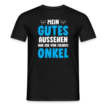 Mein gutes Aussehen habe ich von meinem Onkel - Männer T-Shirt - Schwarz - Vorne - AI Model Male 178 light (178cm)
