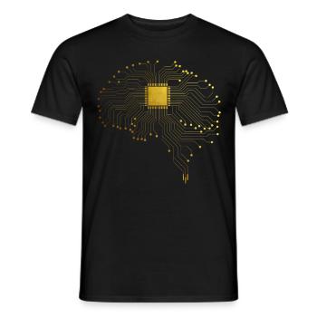 CPU brain computer nerd geek computer scientist - Men's T-Shirt - black - Front - AI Model Male 178 light (178cm)