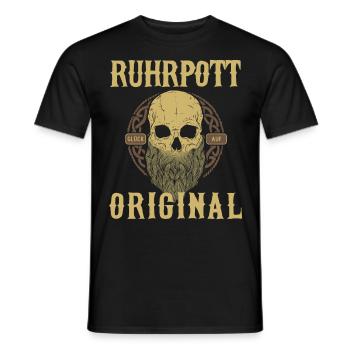 Ruhrpott Ruhrgebiet - Glück Auf Skull Geschenk - Männer T-Shirt - Schwarz - Vorne - AI Model Male 178 light (178cm)