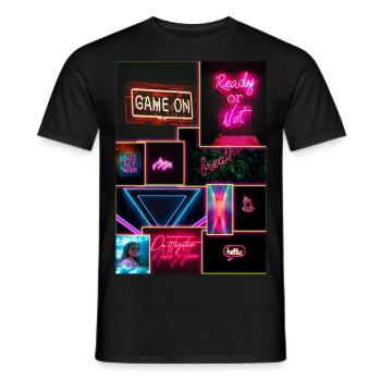 Retro Neon - Männer T-Shirt - Schwarz - Vorne - AI Model Male 178 light (178cm)