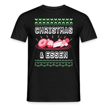 Ugly Christmas Weihnachten Esse Weihnachtsessen - Männer T-Shirt - Schwarz - Vorne - AI Model Male 178 light (178cm)