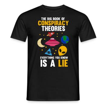 Book Of Conspiracy Theories Alien Bigfoot Flat Ear - Men's T-Shirt - black - Front - AI Model Male 178 light (178cm)