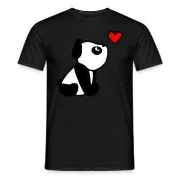 Cute Panda Looking At A Red Heart - Men's T-Shirt - black - Front - AI Model Male 178 light (178cm)