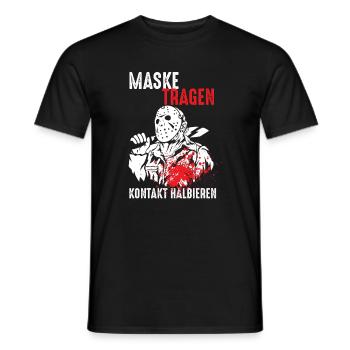 Maske tragen und Kontakte halbieren - Männer T-Shirt - Schwarz - Vorne - AI Model Male 178 light (178cm)