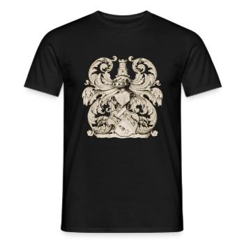 Heraldry coat of arms with knight armor in the Middle Ages - Men's T-Shirt - black - Front - AI Model Male 178 light (178cm)
