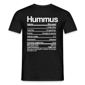 HUMMUS NÄHRWERTE - Männer T-Shirt - Schwarz - Vorne - AI Model Male 178 light (178cm)
