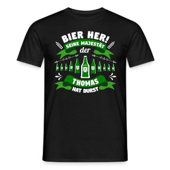Thomas - Bier her! Majestät Thomas hat Durst! - Männer T-Shirt - Schwarz - Vorne - AI Model Male 178 light (178cm)