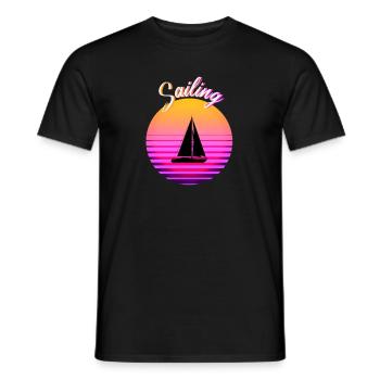 Sailing at sunset Sailing - Men's T-Shirt - black - Front - AI Model Male 178 light (178cm)
