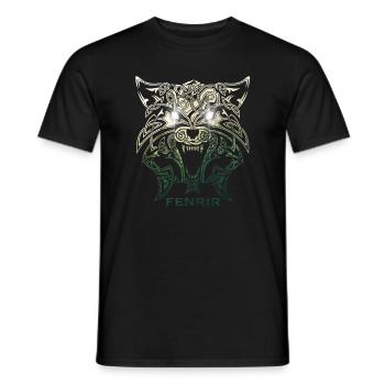 Fenrir wolf, viking mythology nature background - Men's T-Shirt - black - Front - AI Model Male 178 light (178cm)