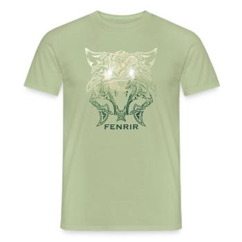 Fenrir wolf, viking mythology nature background - Men's T-Shirt - sage - Front - AI Model Male 178 light (178cm)