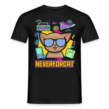 90s Party 90s Vintage Retro Cat 90s - Men's T-Shirt - black - Front - AI Model Male 178 light (178cm)