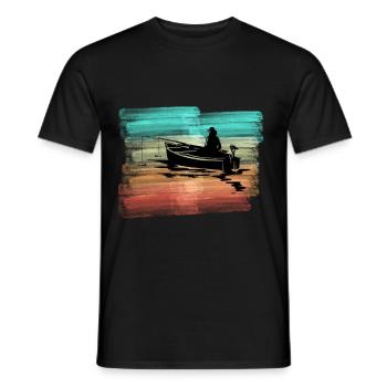 Angler im Boot Fishing Angeln - Männer T-Shirt - Schwarz - Vorne - AI Model Male 178 light (178cm)