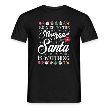 Noël soit gentil avec l'infirmière que le père Noël regarde - T-shirt homme - noir - Devant - AI Model Male 178 light (178cm)
