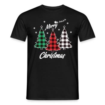 Buffalo Plaid Christmas Tree Red Green White - Men's T-Shirt - black - Front - AI Model Male 178 light (178cm)