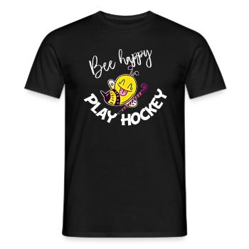 Bee Happy Play Hockey - Men's T-Shirt - black - Front - AI Model Male 178 light (178cm)
