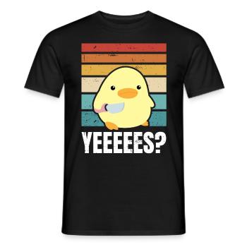 Yeeeeees mignon canard avec couteau meme goose cadeau - T-shirt homme - noir - Devant - AI Model Male 178 light (178cm)
