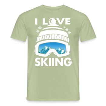 Funny I Love Skiing Ski Goggles GiftSkiing apparel - Männer T-Shirt - Sage - Vorne - AI Model Male 178 light (178cm)