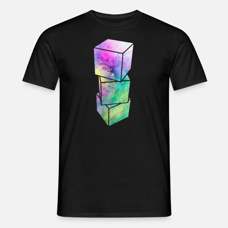 3D Würfel - Männer T-Shirt - Schwarz