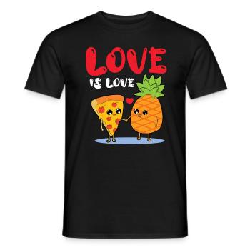 Love Is Love - Pizza Hawaii Liebe - Ananas Pizza - Männer T-Shirt - Schwarz - Vorne - AI Model Male 178 light (178cm)