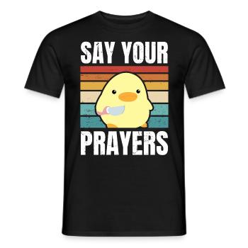 Dites vos prières mignon canard avec couteau meme poulet - T-shirt homme - noir - Devant - AI Model Male 178 light (178cm)