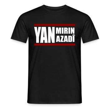 Yan Mirin Yan Azadi Kurdisch - Männer T-Shirt - Schwarz - Vorne - AI Model Male 178 light (178cm)