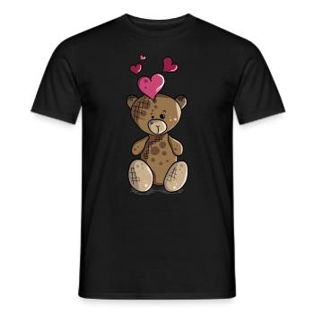 Teddy bear with heart teddy bear motif - Men's T-Shirt - black - Front - AI Model Male 178 light (178cm)