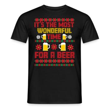 Christmas Beer Ugly Christmas Sweater - Men's T-Shirt - black - Front - AI Model Male 178 light (178cm)