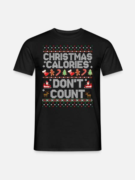Weihnachten Kalorien Ugly Christmas Sweater - Männer T-Shirt - Schwarz