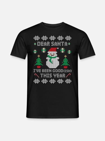 Weihnachten Artig Ugly Christmas Sweater - Männer T-Shirt - Schwarz