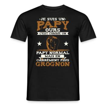 Papy Ours Cadeau pour Grand-Père - T-shirt homme - noir - Devant - AI Model Male 178 light (178cm)