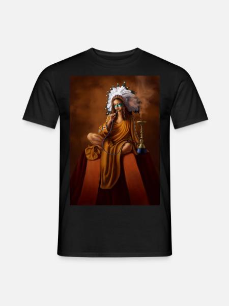 Weiblicher indischer Schamane mit Kopfschmuck - Männer T-Shirt - Schwarz