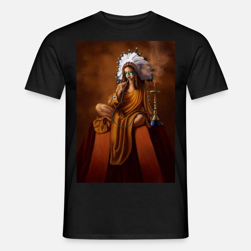 Weiblicher indischer Schamane mit Kopfschmuck - Männer T-Shirt - Schwarz