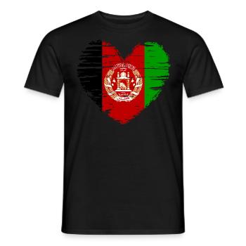 Afghanistan Coeur drapeau drapeau drapeau - T-shirt homme - noir - Devant - AI Model Male 178 light (178cm)