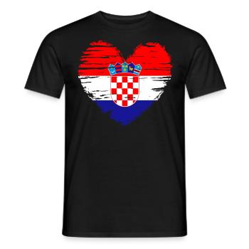 Croatia heart flag flag coat - Men's T-Shirt - black - Front - AI Model Male 178 light (178cm)