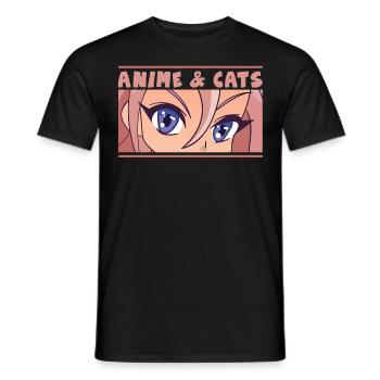 Anime et chats - T-shirt homme - noir - Devant - AI Model Male 178 light (178cm)