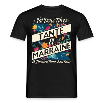Marraine Tante Cadeau Humour - T-shirt homme - noir - Devant - AI Model Male 178 light (178cm)