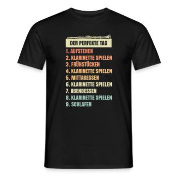 Klarinette Tagesablauf witzige Geschenkidee - Männer T-Shirt - Schwarz - Vorne - AI Model Male 178 light (178cm)