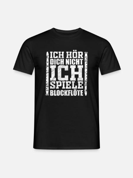 Blockflöte Musikinstrument Musiklehrer Musikschule - Männer T-Shirt - Schwarz