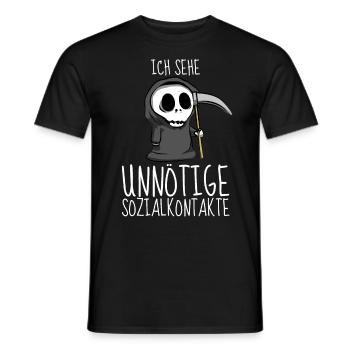 Sozialkontakt Sense Geschenkidee Sensenmann Tod - Männer T-Shirt - Schwarz - Vorne - AI Model Male 178 light (178cm)