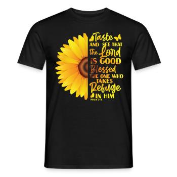 Christlicher Bibelvers Religion Sonnenblume Blume - Männer T-Shirt - Schwarz - Vorne - AI Model Male 178 light (178cm)